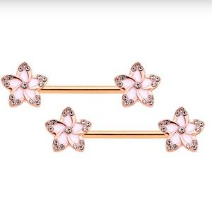 Flower Barbell Nipple Ring Set